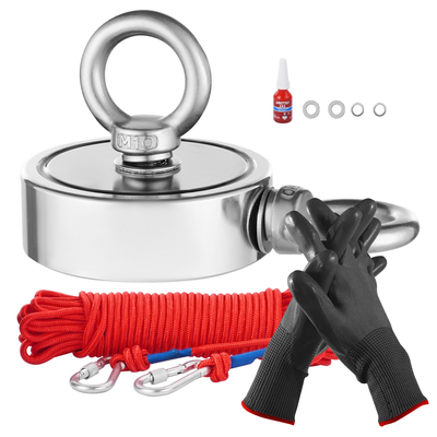 VEVOR 1000 LBS Strong Fishing Magnet Kit Καραμπίνερ διπλής όψης Pull Force Rope