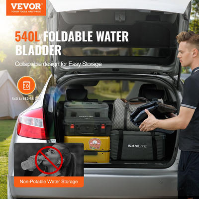 VEVOR Portable Water Storage Bladder 142,7 Gal PVC πτυσσόμενη δεξαμενή νερού μαύρο