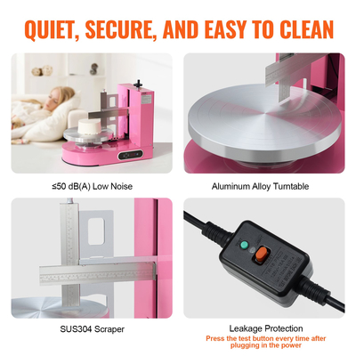 VEVOR Μηχάνημα Διακόσμησης Τούρτας Άπλωμα Τούρτας για 6&quot; έως 14&quot; Κέικ Ροζ