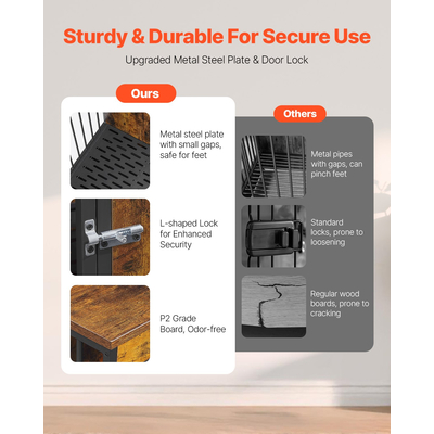 Έπιπλα VEVOR Κλουβί σκυλιών 75 σε Ξύλινο Κυνοκομείο Εσωτερικού Χώρου με διαχωριστικό και δίσκο