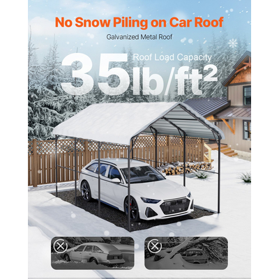 VEVOR 10&#039; x 15&#039; Metal Carport Heavy Duty Υπαίθριο Καταφύγιο Αυτοκινήτων Γκαράζ για Σκάφη