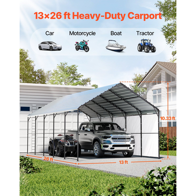 VEVOR 13&#039; x 26&#039; Metal Carport Heavy Duty Υπαίθριο Καταφύγιο Αυτοκινήτων Γκαράζ για Σκάφη