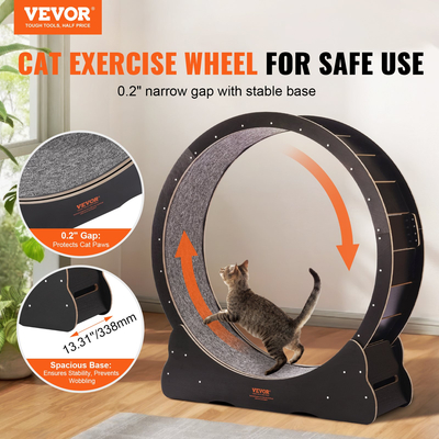 VEVOR Cat Exercise Wheel 43,3&quot; Μεγάλος τροχός διάδρομου για γάτες για γάτες εσωτερικού χώρου Μαύρος