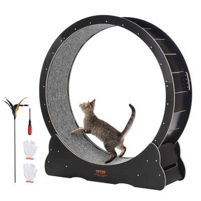 VEVOR Cat Exercise Wheel 43,3&quot; Μεγάλος τροχός διάδρομου για γάτες για γάτες εσωτερικού χώρου Μαύρος