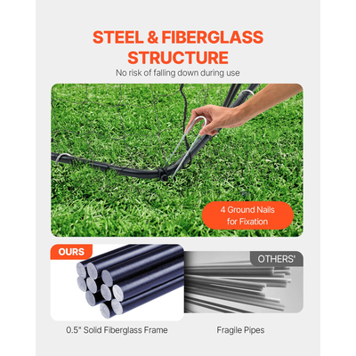 VEVOR 12x6 ft Φορητό γκολ ποδοσφαίρου Παιδικό δίχτυ ποδοσφαίρου μεταφοράς τσάντα στο κατώφλι προπόνηση