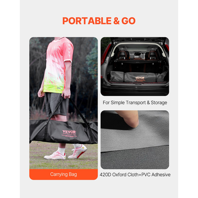 VEVOR 12x6 ft Φορητό γκολ ποδοσφαίρου Παιδικό δίχτυ ποδοσφαίρου μεταφοράς τσάντα στο κατώφλι προπόνηση