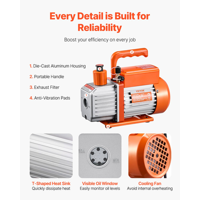 Περιλαμβάνεται λάδι αντλίας κενού VEVOR 4 CFM HVAC με περιστροφικό πτερύγιο