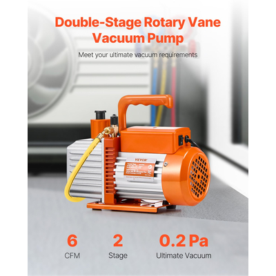 Περιλαμβάνεται λάδι αντλίας κενού VEVOR 6 CFM HVAC 2 σταδίων με περιστροφικό πτερύγιο κενού