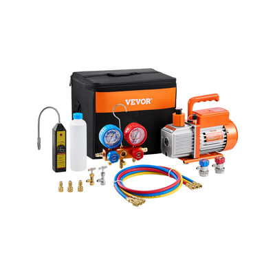 VEVOR 4.5 CFM HVAC Μονοβάθμιο Περιστροφικό πτερύγιο αντλία κενού και κιτ μετρητή πολλαπλής