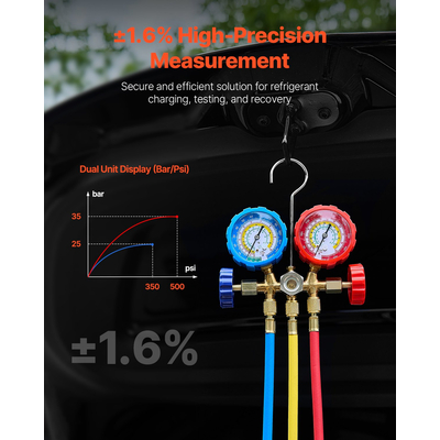 VEVOR 3.5 CFM HVAC Μονοβάθμιο Περιστροφικό πτερύγιο αντλίας κενού και κιτ μετρητή πολλαπλής