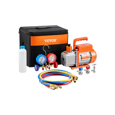 VEVOR 3.5 CFM HVAC Μονοβάθμιο Περιστροφικό πτερύγιο αντλίας κενού και κιτ μετρητή πολλαπλής