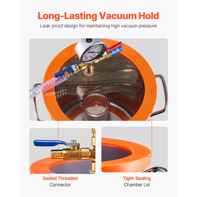 Κιτ θαλάμου απαερίωσης αντλίας μονής σταδίου VEVOR 5 γαλονιών θαλάμου κενού 3.5CFM