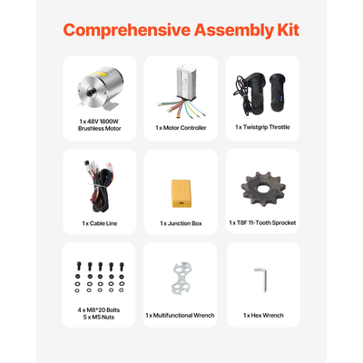 VEVOR 1800W Electric Brushless DC Motor Kit 48V 4500rpm με αναβαθμισμένο χειριστήριο