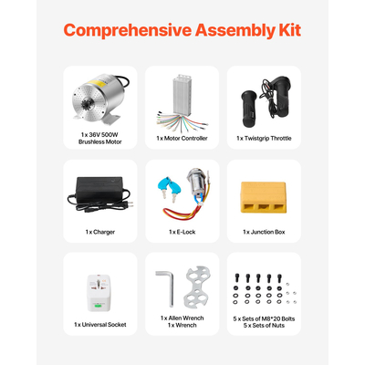 VEVOR 500W Electric Brushless DC Motor Kit 36V 3000rpm με αναβαθμισμένο χειριστήριο