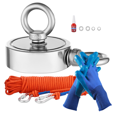 VEVOR 1000 LBS Strong Fishing Magnet Kit Καραμπίνερ διπλής όψης Pull Force Rope