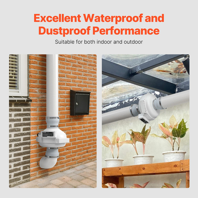 VEVOR 4&quot; έως 4,5&quot; Σύστημα ανεμιστήρα μετριασμού ραδονίου Quiet 190CFM Inline Duct Αδιάβροχο