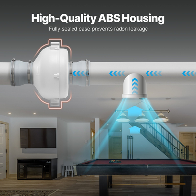 VEVOR 4&quot; έως 4,5&quot; Σύστημα ανεμιστήρα μετριασμού ραδονίου Quiet 260CFM Inline Duct Αδιάβροχο