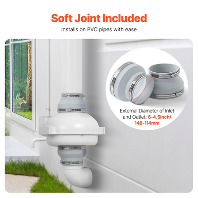 VEVOR 4&quot; έως 4,5&quot; Σύστημα ανεμιστήρα μετριασμού ραδονίου Quiet 380CFM Inline Duct Αδιάβροχο