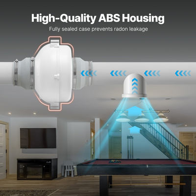 VEVOR 4&quot; έως 4,5&quot; Σύστημα ανεμιστήρα μετριασμού ραδονίου Quiet 380CFM Inline Duct Αδιάβροχο