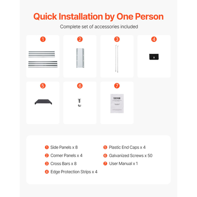 VEVOR Μεταλλικό Υπερυψωμένο Κρεβάτι Κήπου 12x4x1 ft Υπαίθριο Γαλβανισμένο Ασημί κουτί φυτευτήρων