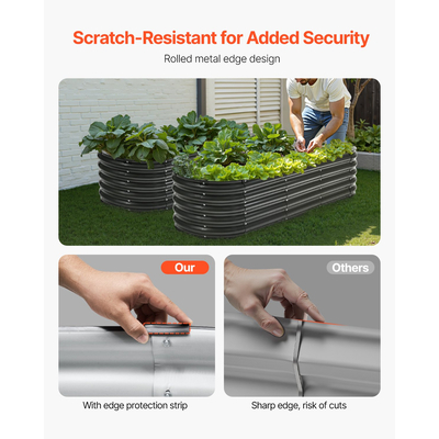 VEVOR Μεταλλικό Υπερυψωμένο Κρεβάτι Κήπου 6,56x1,96x1,4 ft Γαλβανισμένο κουτί φυτευτής σκούρο γκρι