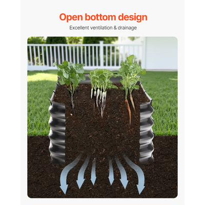 VEVOR Μεταλλικό Υπερυψωμένο Κρεβάτι Κήπου 6,56x1,96x1,4 ft Γαλβανισμένο κουτί φυτευτής σκούρο γκρι