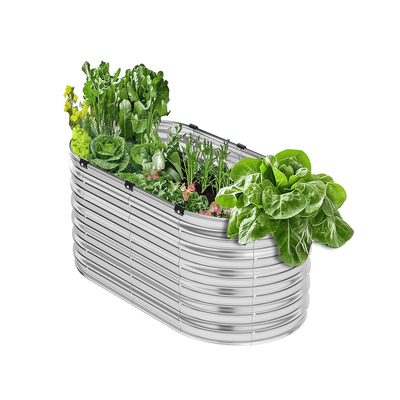 VEVOR Μεταλλικό Υπερυψωμένο Κρεβάτι Κήπου 4x2x2 ft Υπαίθριο Γαλβανισμένο Ασημί κουτί φυτευτήρων