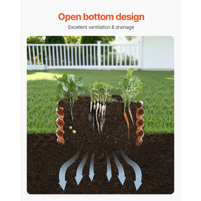VEVOR Μεταλλικό Υπερυψωμένο Κρεβάτι Κήπου 2x1 ft 3 τμχ Γαλβανισμένο Ξύλο Γαλβανισμένου εξωτερικού χώρου