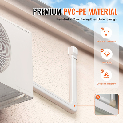 VEVOR Mini Split Line Set Cover 76,2mm W 3110mm L, PVC Διακοσμητικό κάλυμμα γραμμής σωλήνων για κλιματιστικό με 5 ευθείες αγωγούς &amp; πλήρη εξαρτήματα Εύκολη εγκατάσταση, Βάφεται για αντλίες θερμότητας, Λευκό