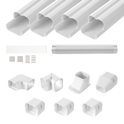 VEVOR Mini Split Line Set Cover 76,2mm W 4830mm L, PVC Διακοσμητικό κάλυμμα γραμμής σωλήνων για κλιματιστικό με 4 ευθείες αγωγούς &amp; πλήρη εξαρτήματα Εύκολη εγκατάσταση, Βάφεται για αντλίες θερμότητας, Λευκό