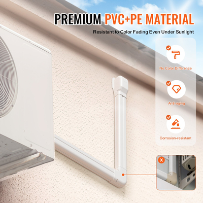 VEVOR Mini Split Line Set Cover 76,2mm W 5350mm L, PVC Διακοσμητικό κάλυμμα γραμμής σωλήνα για κλιματιστικό με 4 ίσιες αγωγούς &amp; πλήρη εξαρτήματα Εύκολη εγκατάσταση, Βάφεται για αντλίες θερμότητας, Λευκό