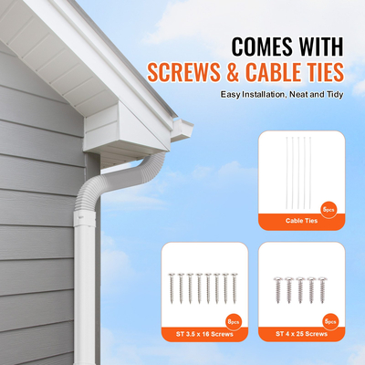 VEVOR Mini Split Line Set Cover 76,2mm W 2270mm L, PVC Διακοσμητικό κάλυμμα γραμμής σωλήνα για κλιματιστικό με 2 ίσιες αγωγούς &amp; πλήρη εξαρτήματα Εύκολη εγκατάσταση, Βάφεται για Αντλίες Θερμότητας, Λευκό