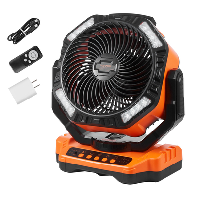 Φορητός ανεμιστήρας VEVOR 330,2mm, επαναφορτιζόμενος με χρονοδιακόπτη περιστροφής 4 ταχυτήτων φανάρι LED