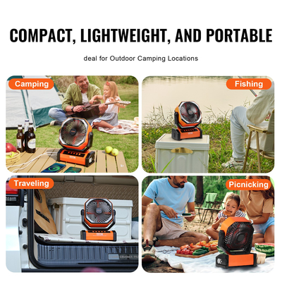 Φορητός ανεμιστήρας VEVOR 228,6 mm, επαναφορτιζόμενος με χρονοδιακόπτη περιστροφής 4 ταχυτήτων φανάρι LED