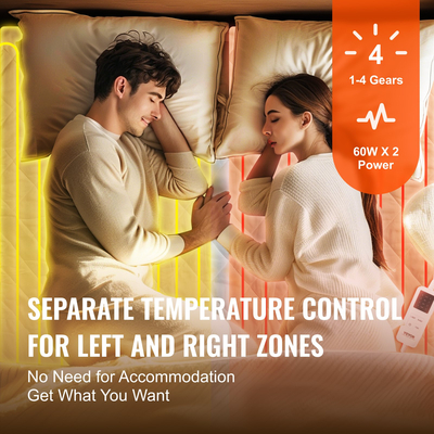 VEVOR Θερμαινόμενο μαξιλάρι στρώματος 150 x 160 cm Ηλεκτρικό θερμαντήρα κρεβατιού με χρονοδιακόπτη αυτόματη απενεργοποίηση