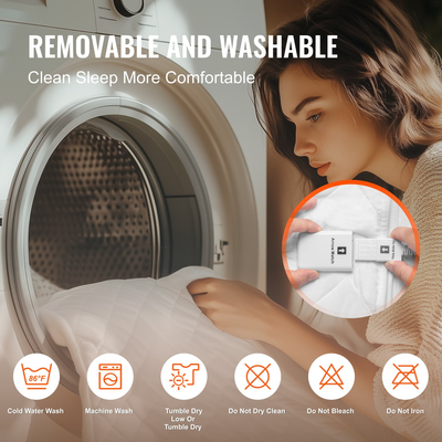 VEVOR Θερμαινόμενο Μαξιλάρι Στρώματος 195 x 165 cm Queen Electric Warmer με Αυτόματη Απενεργοποίηση Χρονοδιακόπτη