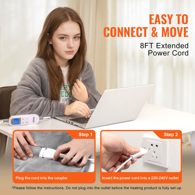 VEVOR Θερμαινόμενη κουβέρτα 130 x 160 cm Ηλεκτρική ριχτάρι μαλακή φανέλα για δώρο γιαγιά