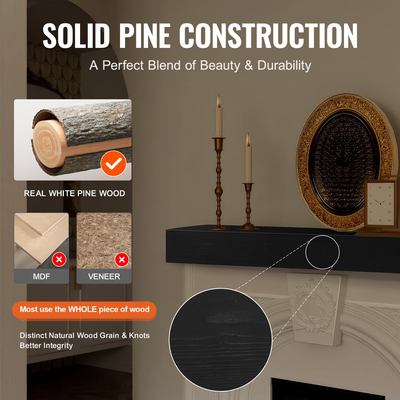 VEVOR Τζάκι Mantel Ξύλινο ράφι Floating Rustic Fireplace Mantel 48&quot; Espresso