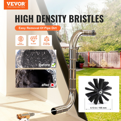 VEVOR 914.4CM Κιτ καθαρισμού αεραγωγών στεγνωτηρίου, βούρτσα καθαρισμού αγωγών 22 τεμαχίων, βούρτσα εξαερισμού ενισχυμένου νάιλον στεγνωτηρίου, Εργαλεία καθαρισμού στεγνωτηρίου Αφαίρεση χνούδι με εύκαμπτη βούρτσα παγίδας χνούδι, συνδετήρες σφιγκτήρα