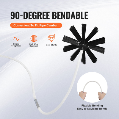 VEVOR 15.24M Κιτ καθαρισμού αεραγωγών στεγνωτηρίου, βούρτσα καθαρισμού αγωγών 37 τεμαχίων, ενισχυμένη νάιλον βούρτσα εξαερισμού στεγνωτηρίου, Εργαλεία καθαρισμού στεγνωτηρίου Αφαίρεση χνούδι με εύκαμπτη βούρτσα παγίδας χνούδι, συνδετήρες σφιγκτήρα