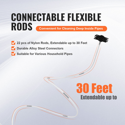 VEVOR 914.4CM Κιτ καθαρισμού αεραγωγών στεγνωτηρίου, βούρτσα καθαρισμού αγωγών 22 τεμαχίων, ενισχυμένη νάιλον βούρτσα εξαερισμού στεγνωτηρίου με πλήρη εξαρτήματα, κιτ καθαρισμού στεγνωτηρίου με εύκαμπτη βούρτσα παγίδας χνούδι, συνδετήρες σφιγκτήρα