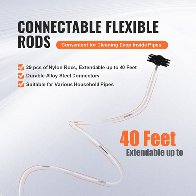 VEVOR 29 τεμάχια 12,2M Κιτ καθαρισμού εξαερισμού στεγνωτηρίου, Περιλαμβάνει 3 διαφορετικά μεγέθη εύκαμπτη βούρτσα παγίδας χνούδι, ενισχυμένη νάιλον βούρτσα καθαρισμού στεγνωτηρίου αερισμού, κιτ καθαρισμού στεγνωτηρίου με συνδετήρες σφιγκτήρα