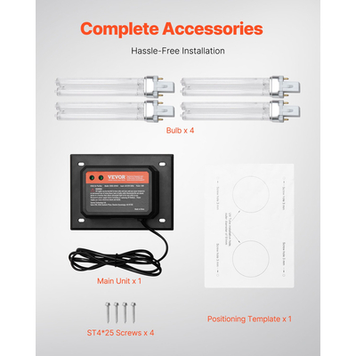 VEVOR HVAC Air Purifier Whole House 18W 7 ιντσών UV φως σε αγωγό για συστήματα Ac