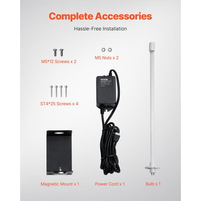 VEVOR HVAC Air Purifier 25W 17 ιντσών UV Light Coil Cleaner with Magnet in Duct