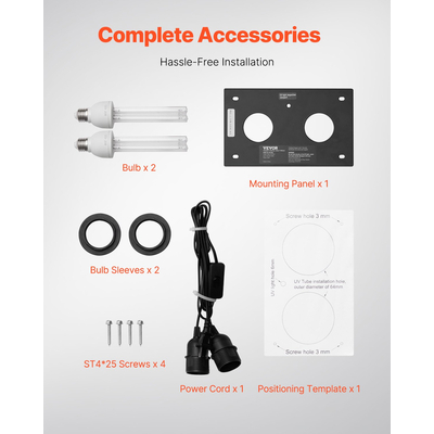 VEVOR HVAC Air Purifier Whole House 50W 5 ιντσών UV Light in Duct for Ac Systems