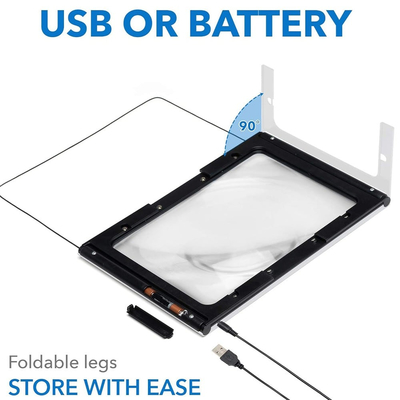 Μεγάλος μεγεθυντικός φακός ανάγνωσης με φως LED A4