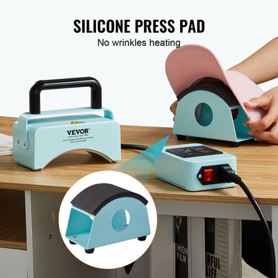 Μηχάνημα πρέσας καπέλων VEVOR Mini καπέλο Θερμική πρέσα για καπάκια 5,9x3,15 ιντσών Πράσινο πιάτο