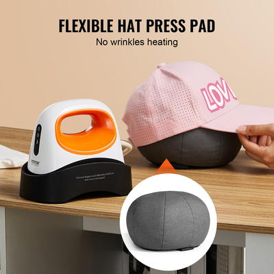 Μηχάνημα πρέσας καπέλων VEVOR Μίνι πρέσα θερμότητας καπέλου για καπάκια 6,1 x 3,5 ιντσών Λευκό πιάτο