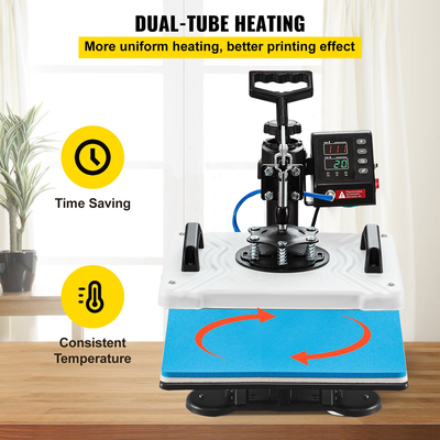 Τύπος θερμότητας 12ίντσα 10 σε 1 μηχανή Τύπου θερμότητας 1000με περιστροφή 360° ταλάντευση μακριά άσπρη μηχανή εξάχνωσης μπλουζών τύπου θερμότητας διπλής σωλήνας θέρμανσης για κούπες και πουκάμισα στυλό