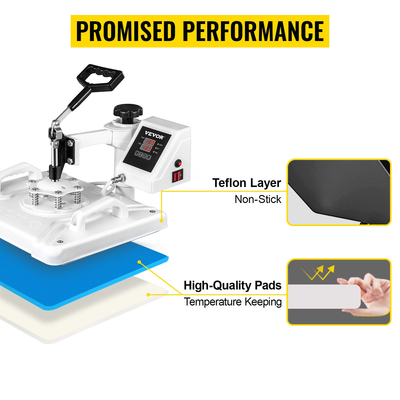 VEVOR Heat Press 12 X 15 Inch 5 in 1 Heat Press Machine 1250W Heat Press Swing Away White Heat Press T-Shirt Printer Sublimation Transfer 360 μοιρών Περιστροφή για καπέλο και μπλουζάκια παπούτσια DIY